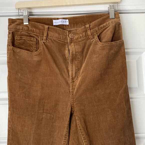Loft Gold Tone Tan Chord High Waist Skinny Pants Size 6 - Picture 2 of 9